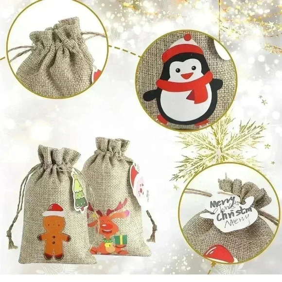 Christmas Burlap Treat Bags - Picture 5 of 6